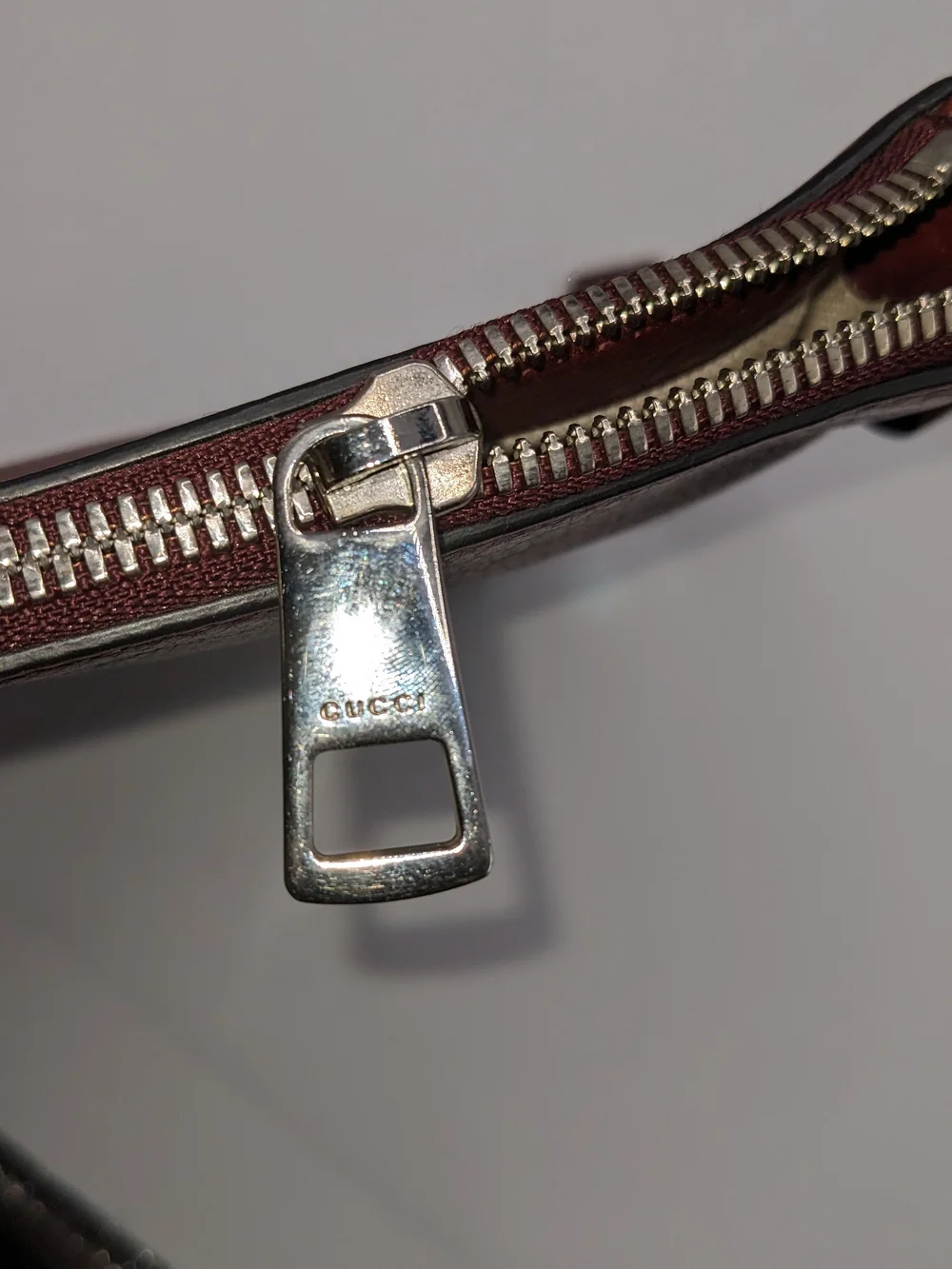 Gucci Soho Burgundy Leather Large Wristlet Clutch Pouch